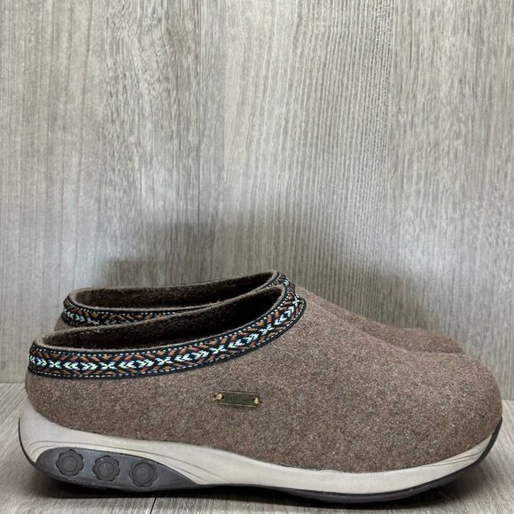 Therafit Heather Wool Clog Slipper Womens Sz 7.5 Comfort Cushioned Slip On Taupe - Picture 1 of 13